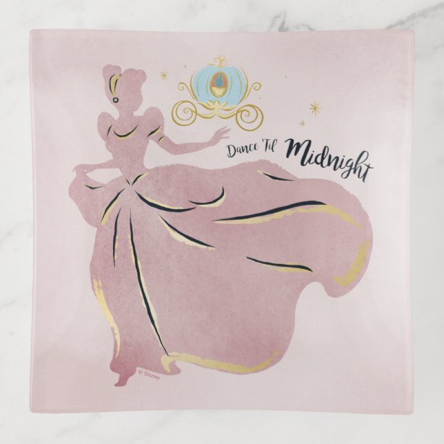 Cinderella Silhouette "Dance 'Til Midnight" Trinket Tray (Front)