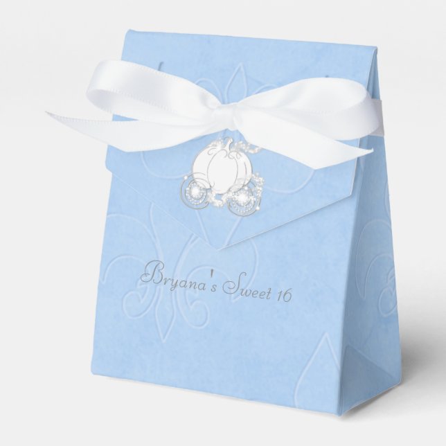 Cinderella Silver Carriage Blue Party Favor Boxes (Front Side)