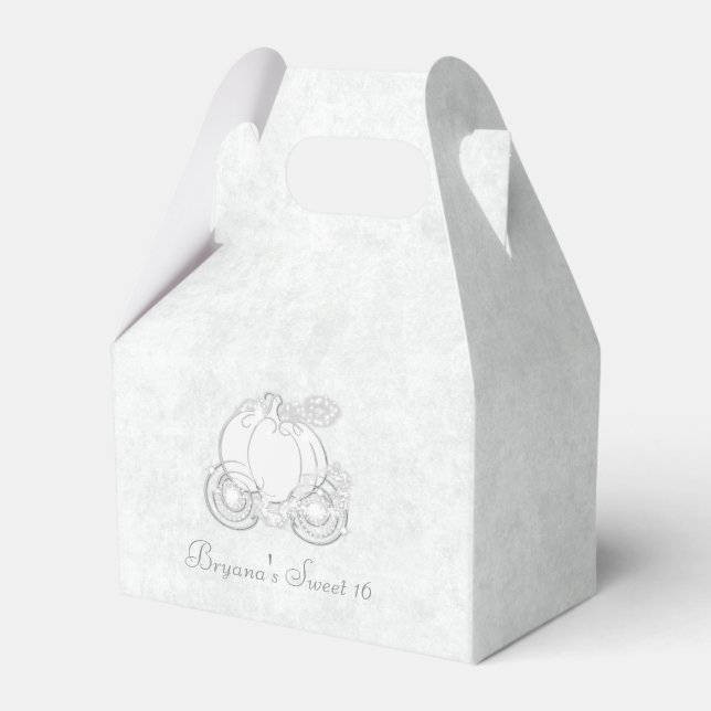 Cinderella Silver Carriage White Party Favor Boxes (Front Side)