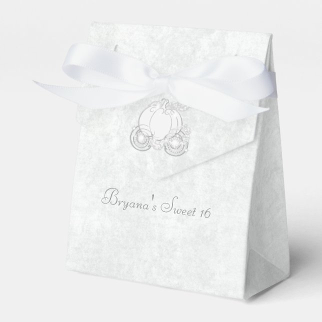 Cinderella Silver Carriage White Party Favor Boxes (Front Side)