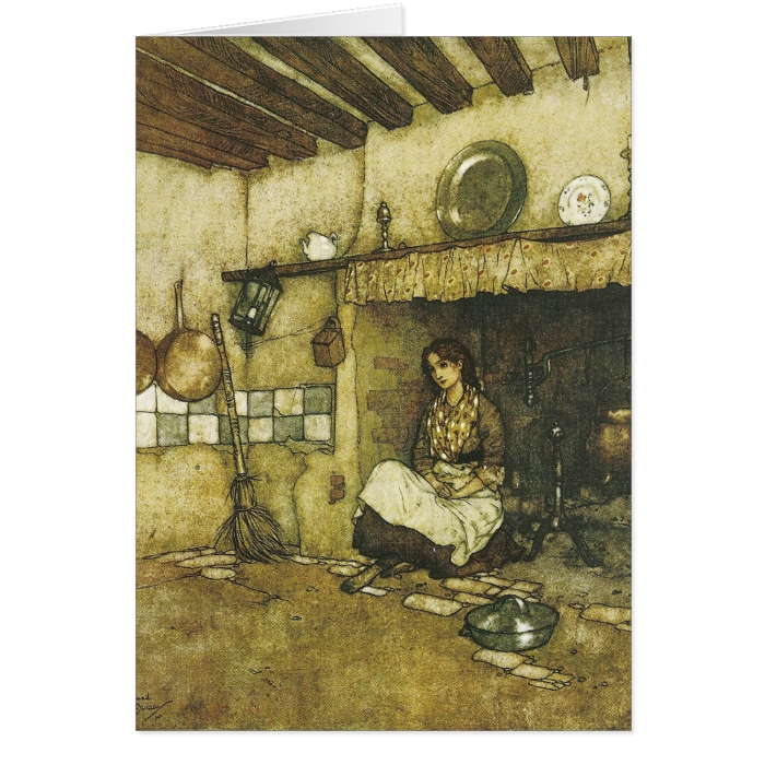 Cinderella Sitting Among the Ashes Fine Art Card