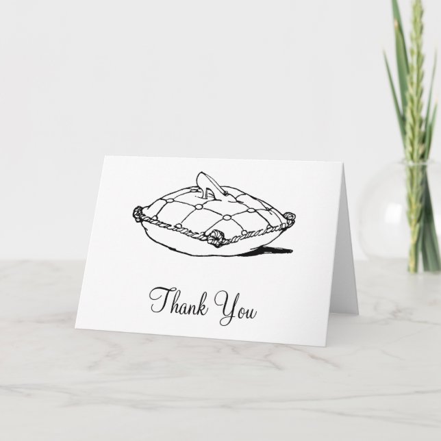 Cinderella Slipper Black White Thank You Cards (Front)