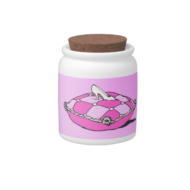 Cinderella Slipper on Pink Pillow Candy Jar (Right)