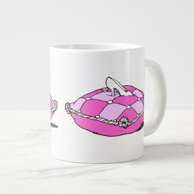 Cinderella Slipper on Pink Pillow Giant Coffee Mug (Front Right)