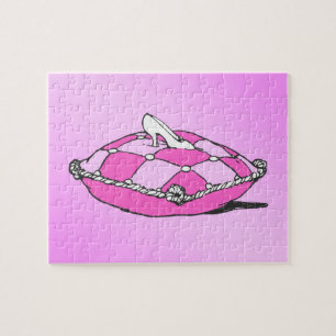 Cinderella Slipper on Pink Pillow Jigsaw Puzzle