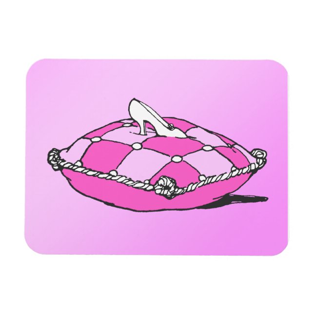 Cinderella Slipper on Pink Pillow Magnet (Horizontal)