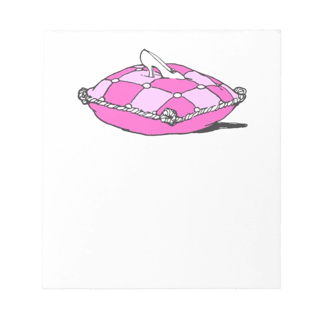Cinderella Slipper on Pink Pillow Notepad (Front)
