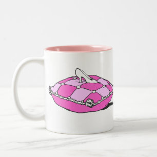 Cinderella Slipper on Pink Pillow Vintage Art Two-Tone Coffee Mug