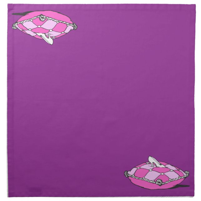 Cinderella Slipper on Purple Cloth Napkins (Front)
