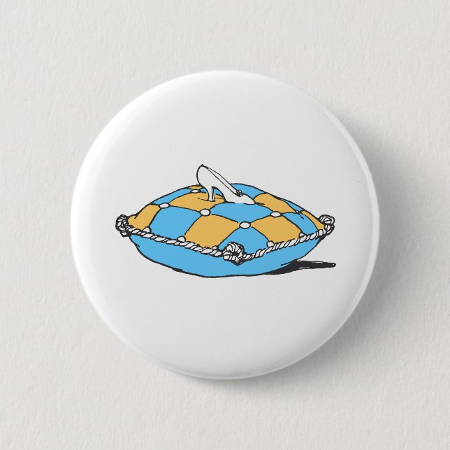 Cinderella Slipper on Teal Orange Pillow Button (Front)