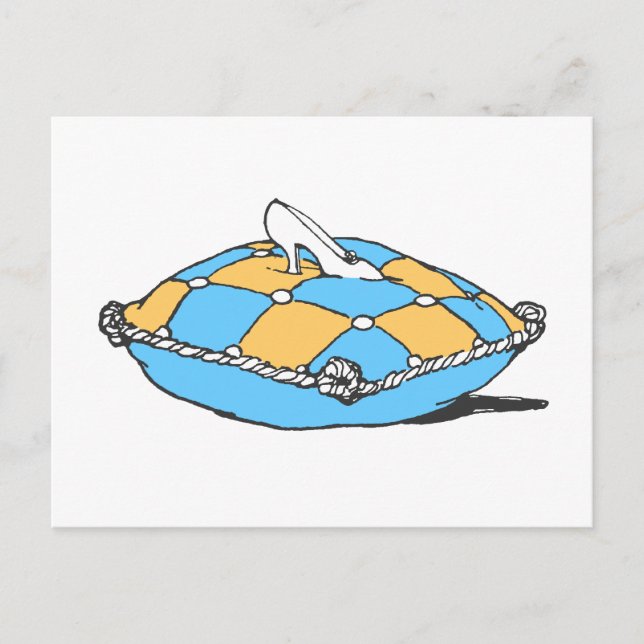 Cinderella Slipper on Teal Orange Pillow Postcard (Front)