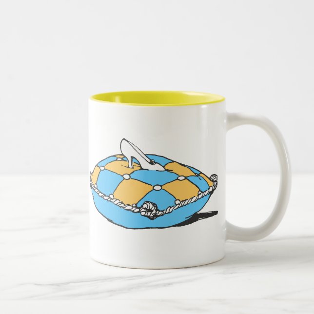 Cinderella Slipper on Teal Orange Pillow Two-Tone Coffee Mug (Right)