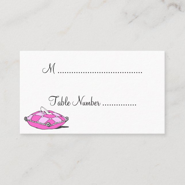 Cinderella Slipper Pink Custom Table Place Cards (Front)