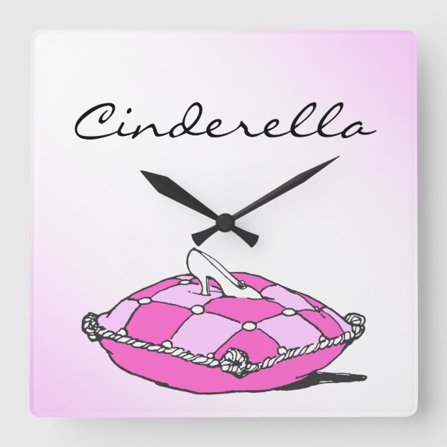 Cinderella Slipper Pink Pillow Custom Clock (Front)