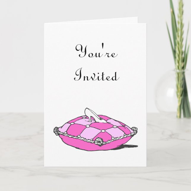 Cinderella Slipper Pink Pillow Custom Invitation (Front)