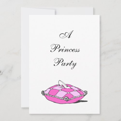 Cinderella Slipper Pink Pillow Princess Party Invitation