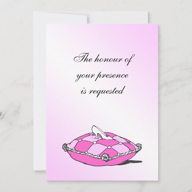 Cinderella Slipper Pink Pillow Wedding Invitation (Front)