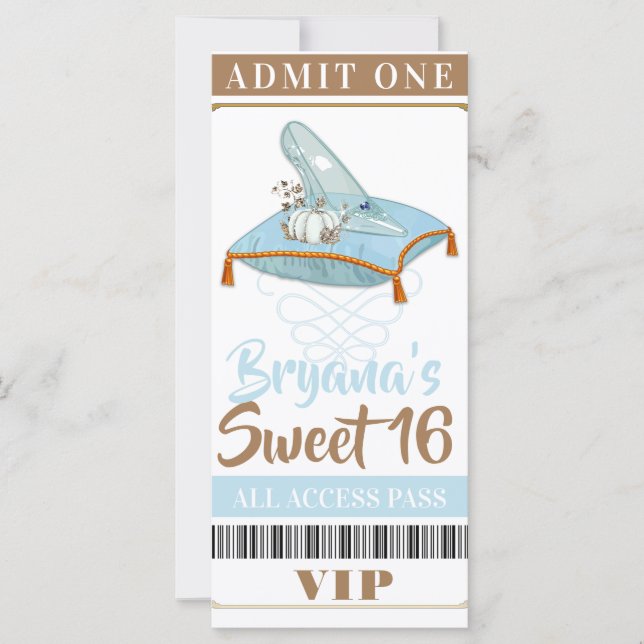 Cinderella Slipper Princess Sweet 16 VIP Party (Front)