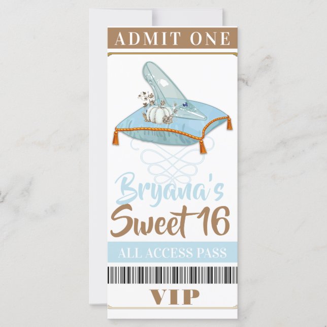 Cinderella Slipper Princess Sweet 16 VIP Party (Front)
