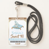 Cinderella Slipper Princess Sweet 16 VIP Pass Badge (Back with Lanyard)