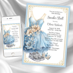 Cinderella Sneaker Ball Birthday Party  Invitation