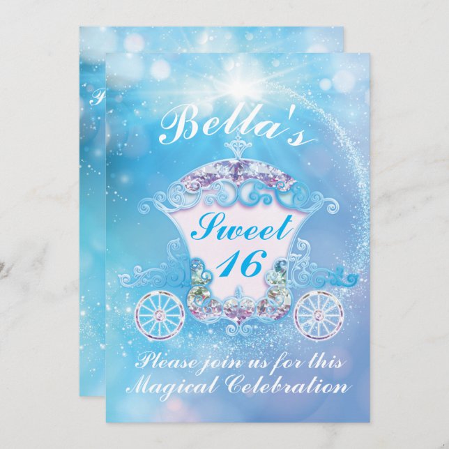 Cinderella Sweet 16 Birthday Party Invitations (Front/Back)