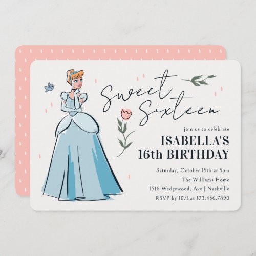 Cinderella Sweet 16 Floral Birthday Invitation