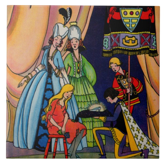 Cinderella, the prince and the glass slipper ceramic tile (Front)