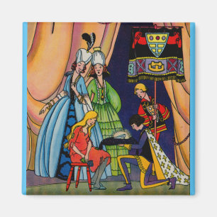 Cinderella, the prince and the glass slipper magnet