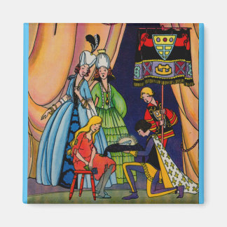 Cinderella, the prince and the glass slipper magnet