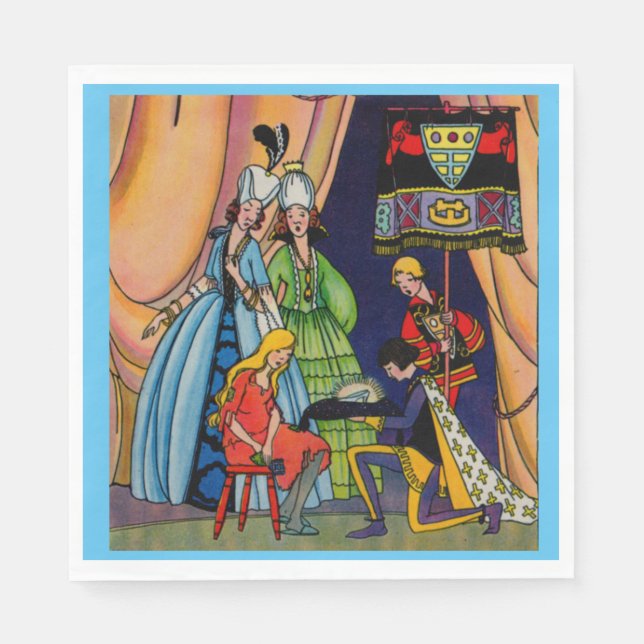 Cinderella, the prince and the glass slipper paper napkins (Front)