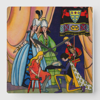 Cinderella, the prince and the glass slipper square wall clock