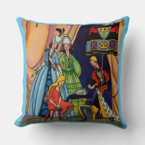 Cinderella the prince and the glass slipper throw pillow