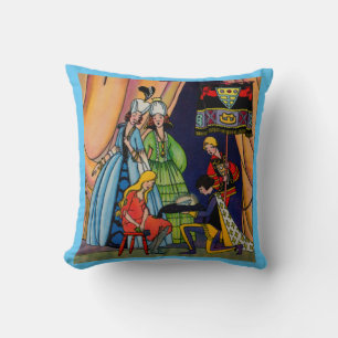 Cinderella, the prince and the glass slipper throw pillow