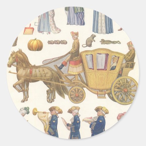 Cinderella Vintage Victorian Paper Doll Toys Classic Round Sticker