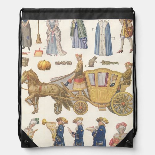 Cinderella Vintage Victorian Paper Doll Toys Drawstring Bag