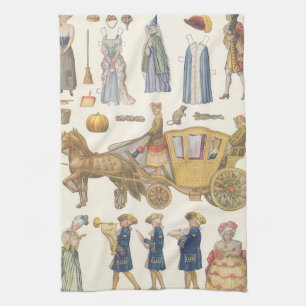 Cinderella, Vintage Victorian Paper Doll Toys Kitchen Towel