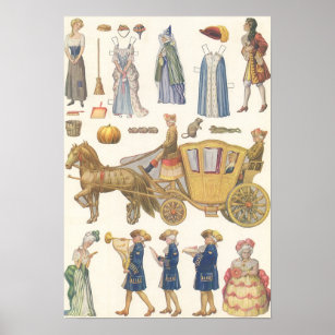 Cinderella, Vintage Victorian Paper Doll Toys Poster