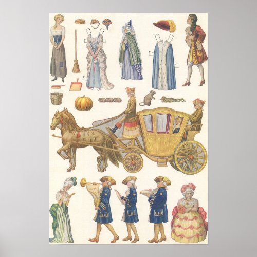 Cinderella Vintage Victorian Paper Doll Toys Poster