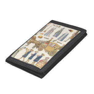 Cinderella, Vintage Victorian Paper Doll Toys Tote Tri-fold Wallet