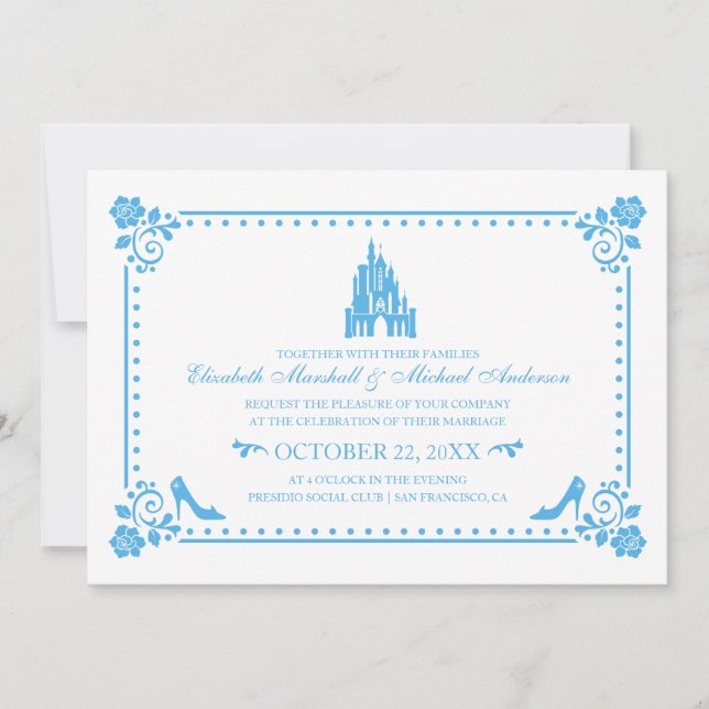 Cinderella Wedding Castle & Flowers Invitation (Front)
