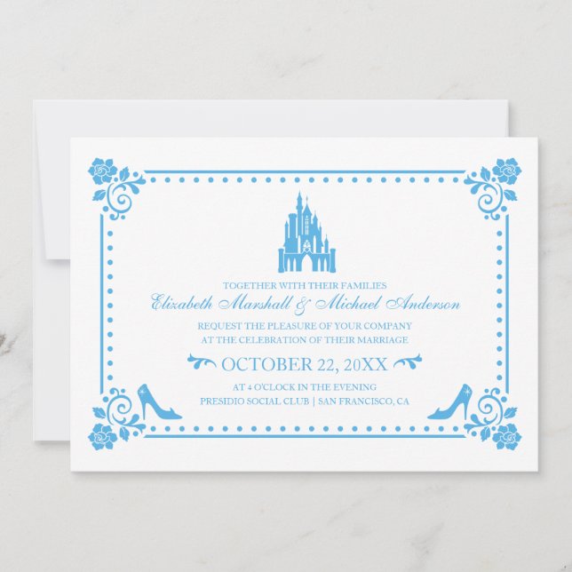 Cinderella Wedding | Castle & Flowers Invitation (Front)