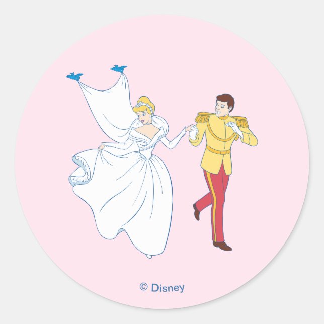 Cinderella Wedding Classic Round Sticker (Front)