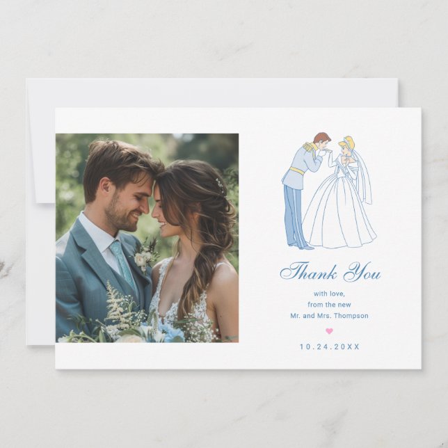 Cinderella Wedding Photo  Thank You Card (Front)
