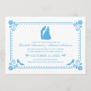 Cinderella Wedding   Silhouette & Flowers Invite