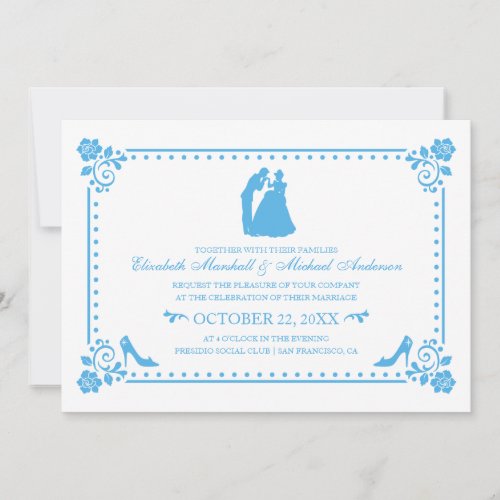 Cinderella Wedding  Silhouette  Flowers Invite