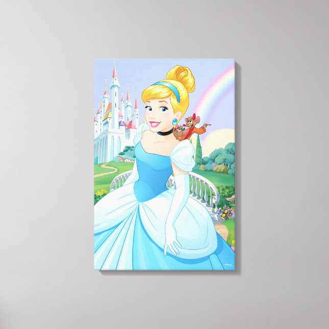 Cinderella With Gus & Jaq Canvas Print (Front)