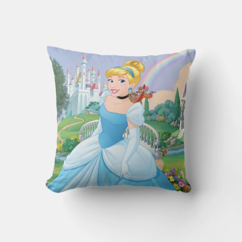 Cinderella With Gus  Jaq Throw Pillow
