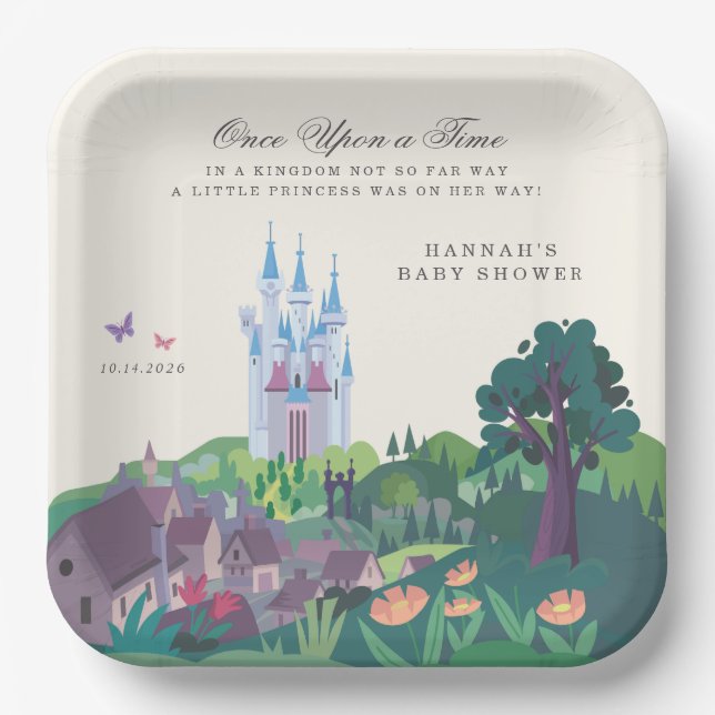 Cinderella's Whimsical Castle - Girl Baby Shower Paper Plates (Front)
