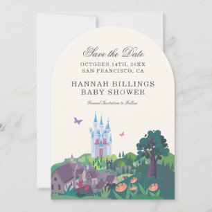 Cinderella's Whimsical Castle - Girl Baby Shower Save The Date